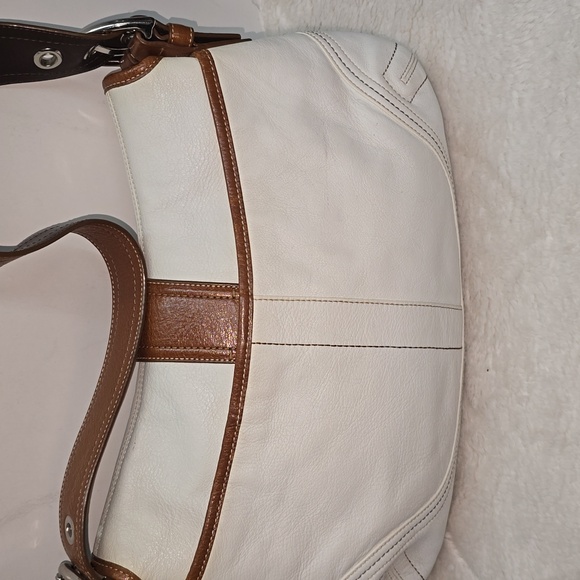 Y2K Hobo Bag White and Brown Leather Coach - Picture 4 of 11